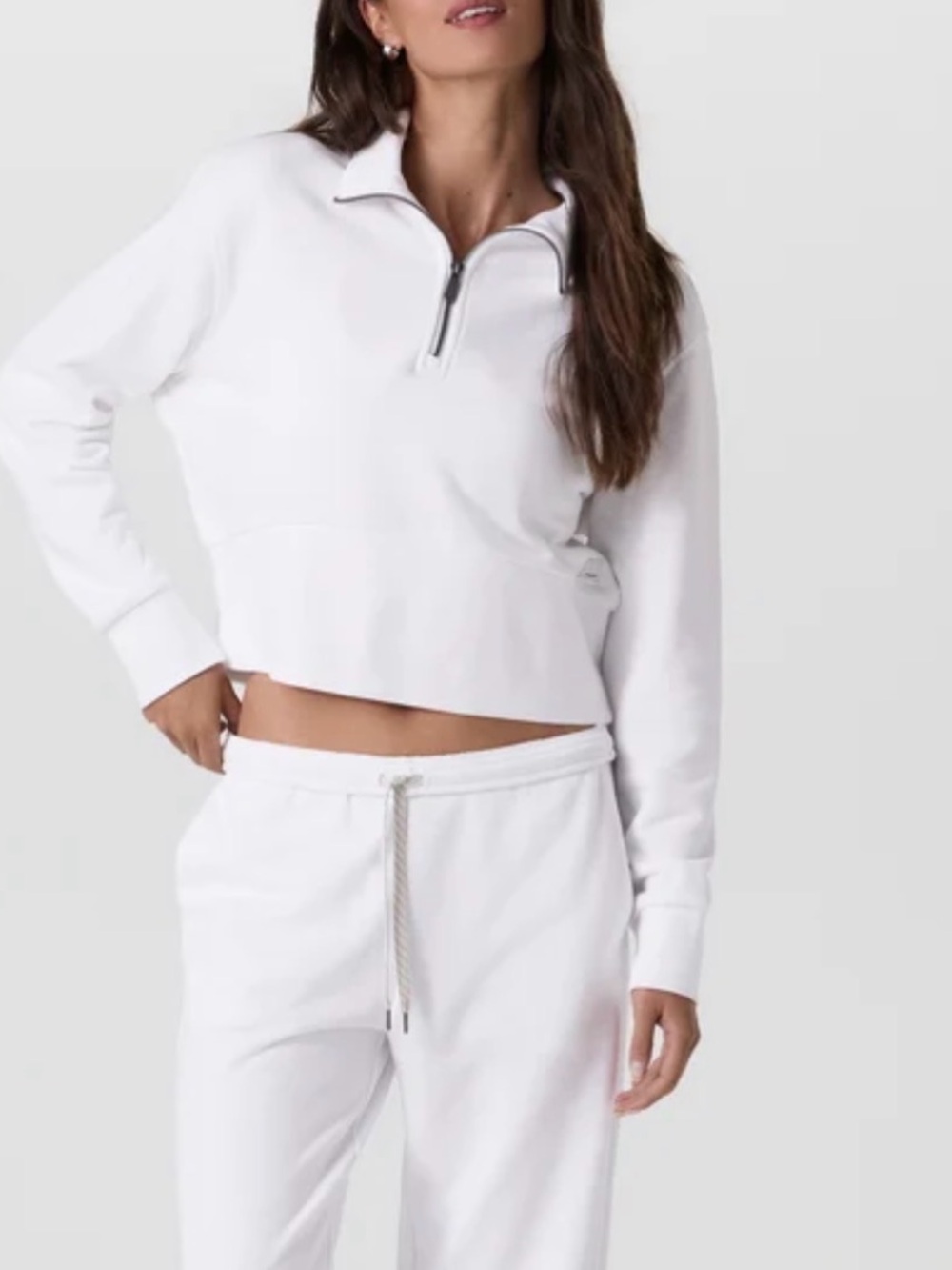Vuori Sedona Cropped Half Zip - White